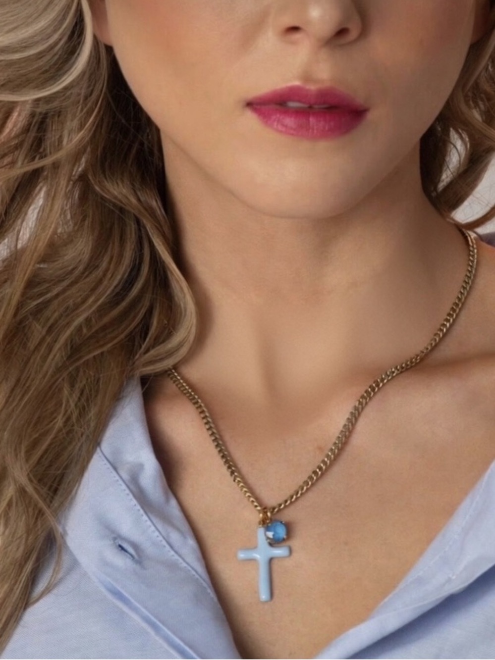 Enamel cross with crystal bead!